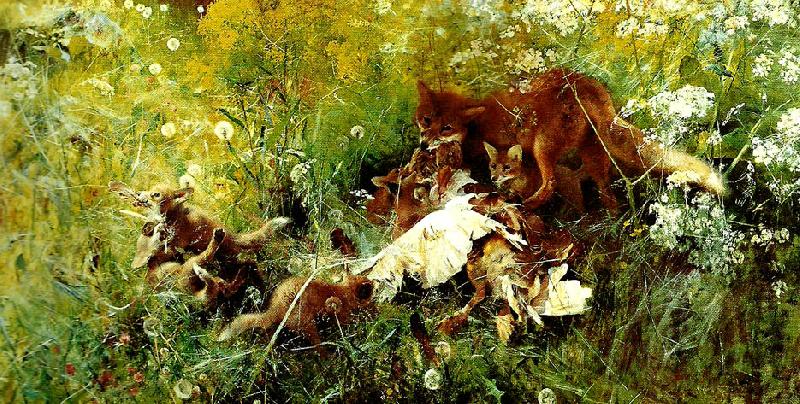 bruno liljefors ravfamilj Spain oil painting art